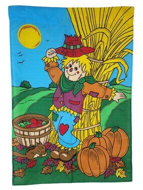 New Creative Harvest Scarecrow Flag Multicolor 41x28 Autumn Fall Banner 1999 VTG